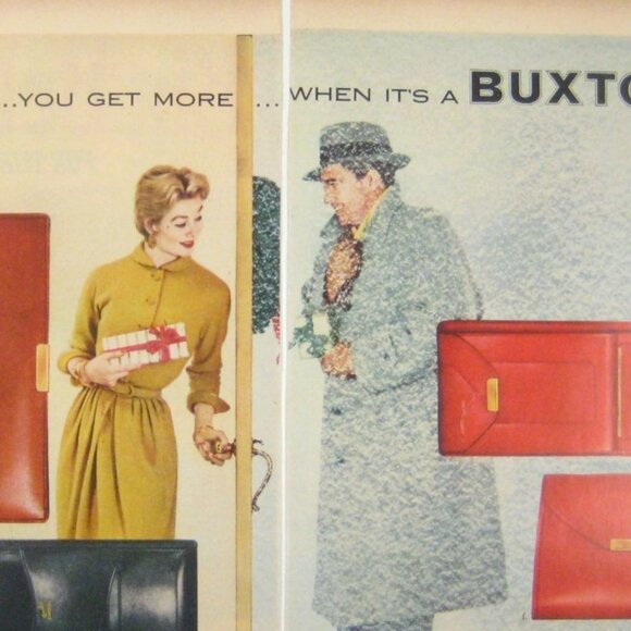 Buxton 1953 Vintage Print Ad 2 Page Spread Womens Mens Leather Wallets AD READ - Picture 2 of 2
